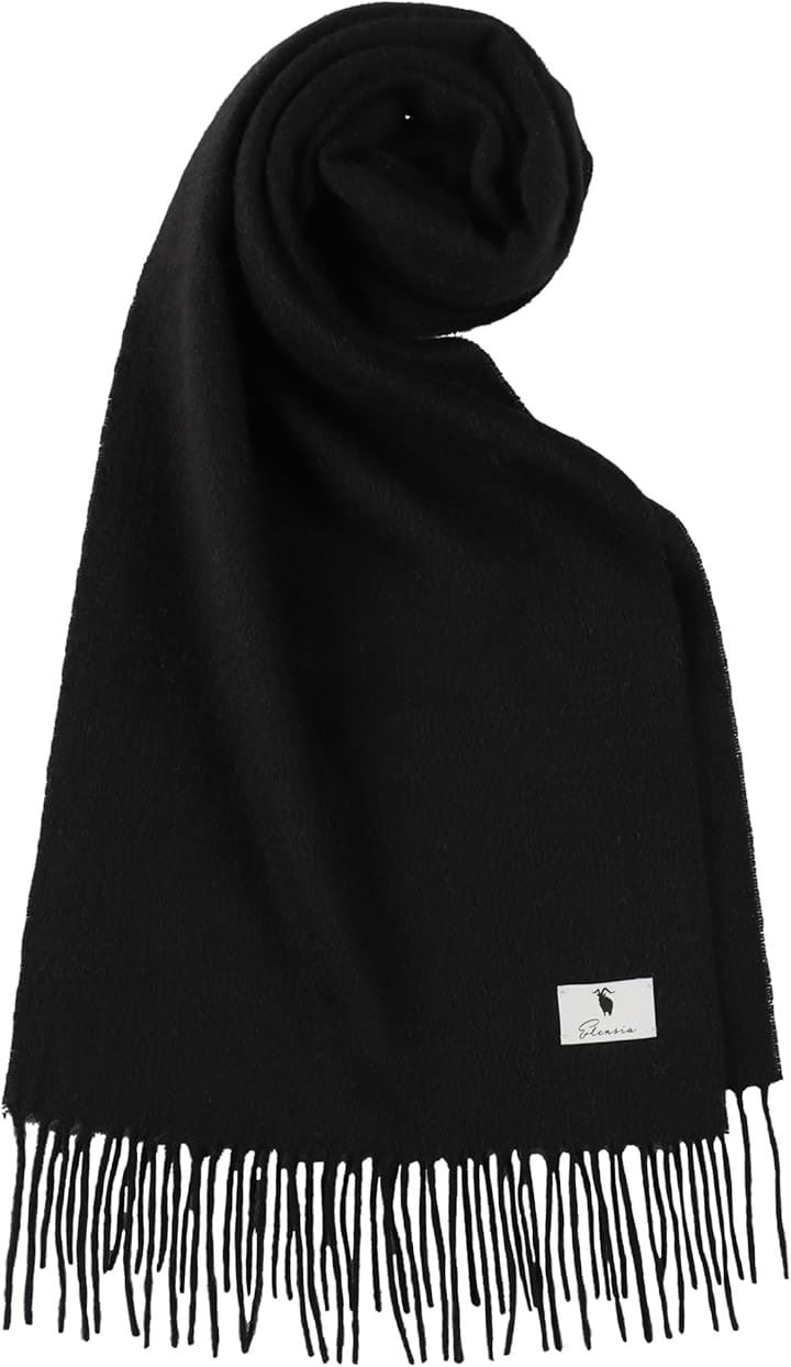 エレンシア カシミヤ １００％ マフラー レディース メンズ 無地 全９色( ブラック)