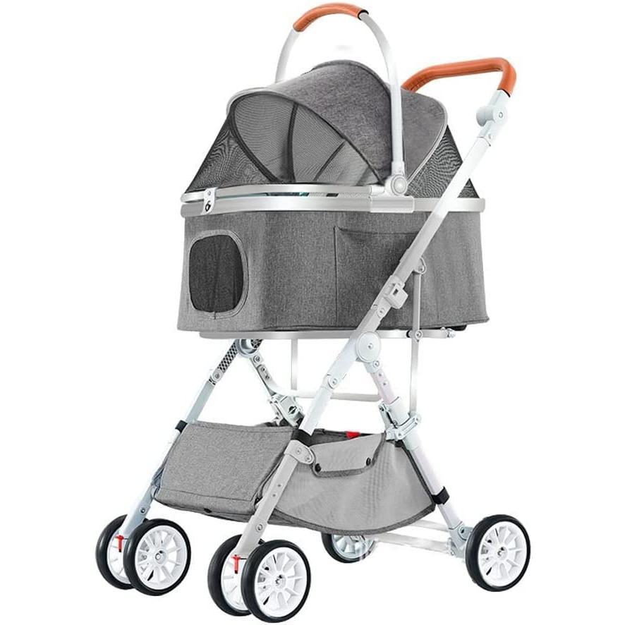 ペットカート 犬用 カート 犬 ベビーカー，最大積載量15kg猫バギ，ー，組み立て簡単分離型軽量猫犬兼用 4輪 ペットカート，お出かけ前も後ろも網窓通気 犬 ベビ