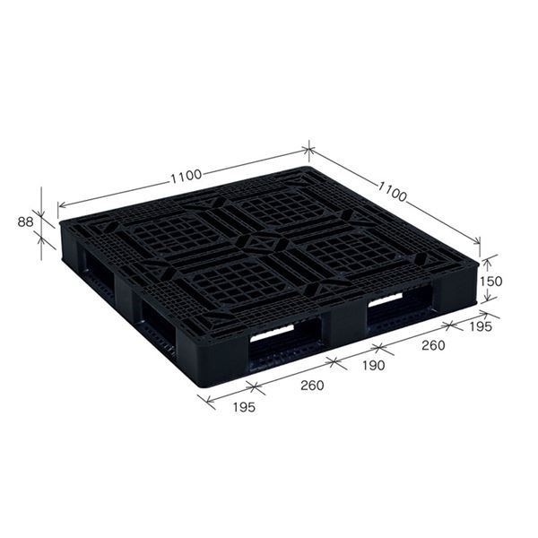 10枚セット 樹脂パレット/軽量パレット JL-D41111G ブラック 材質：再生PP 安全設計