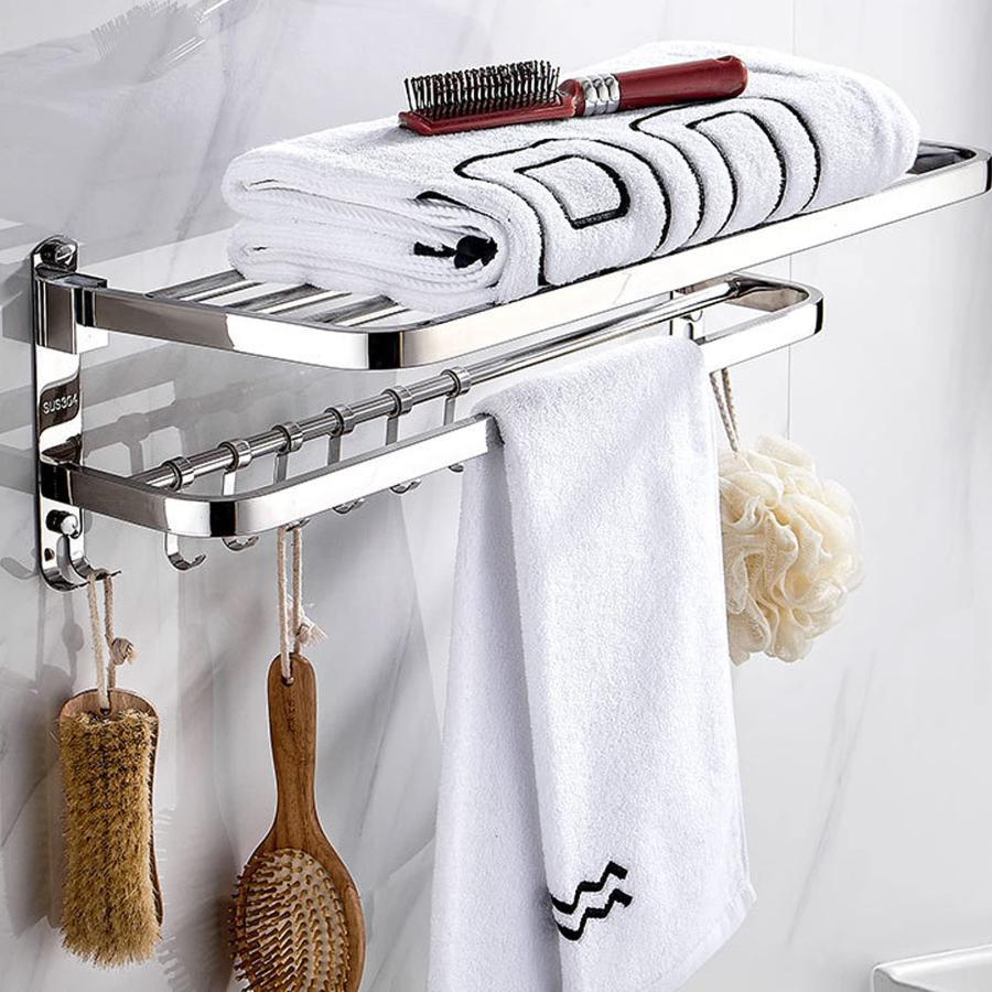タオル掛け バスルームハンドタオルホルダー 壁掛け タオル掛け ステンレス鋼 タオル棚 タオルホルダーオーガナイザー バスルームトイレ用 38cm