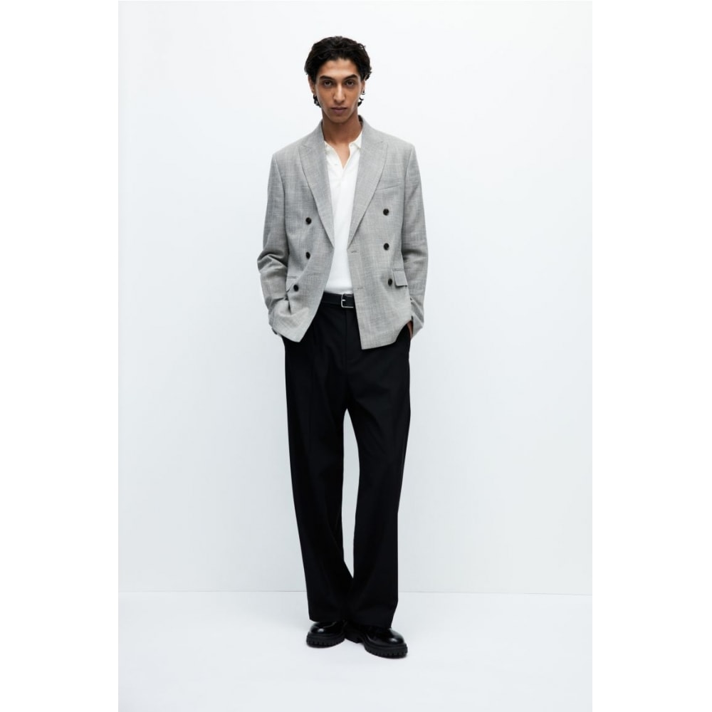 H&M ダブルブレストジャケットレギュラーフィットダークベージュメランジ 17,183円