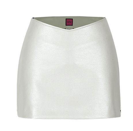 アイボリービーガンレザーVベーシックミニスカート