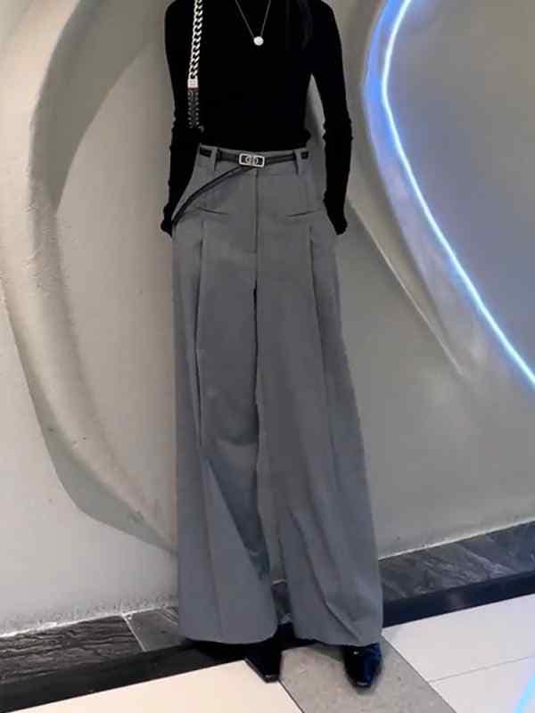 レディース ファッション オシャレ カワイイ シンプル 人カワイイ きいサイズ ハイウエスト ストレート ワイド レッグ スーツ パンツ カジュアル スリム