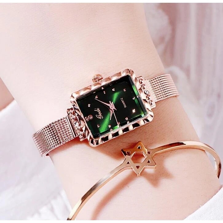 極上厳選超安逸品腕時計 レディース 角型 防水 ダイヤ嵌める ステンレス シンプル 彼女 プレゼント ビジネス green
