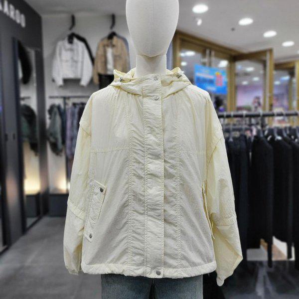 女性オーバーフィットクロップフードジャンパー-DG