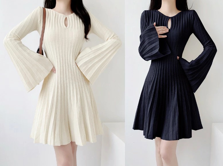 ミニワンピース ニットワンピース 厚手 フリル 長袖 かわいい レディース大きいサイズ レディース 秋冬 結婚式 きれいめ タイト フォーマル 大人 上品 チュニック one-piece