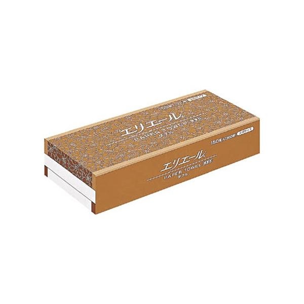 エリエール ペーパータオル 無漂白 ダブル 大判 150組/パック 1ケース（25パック） 9,186円