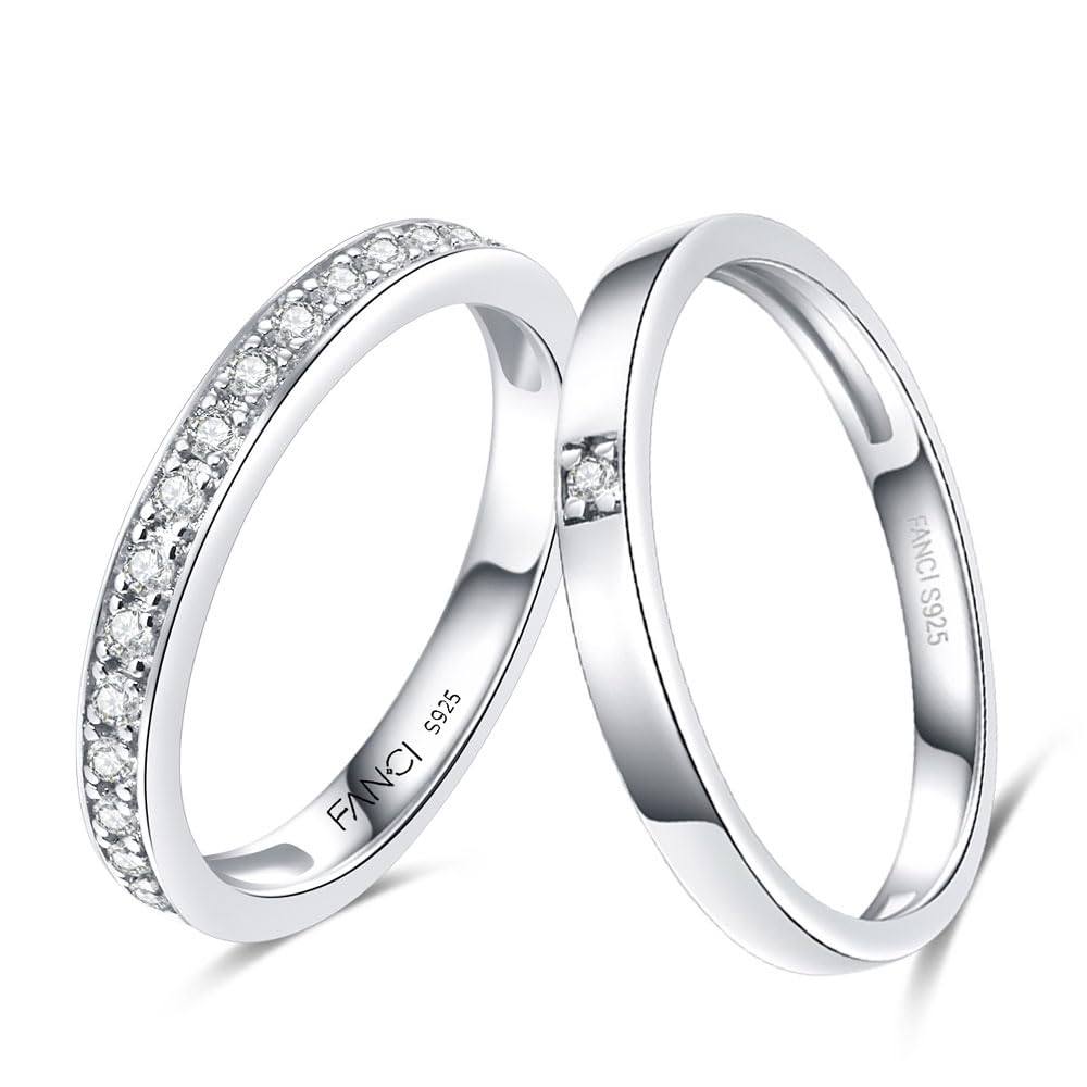[FANCIME] 純銀 リング レディース メンズ 「ワンダフルタイム」 ペアリング 一粒 最高級ジルコニア 幅2.46mm 幅2.55mm 指輪 シルバー S925 シンプル お揃い ご褒美 彼氏