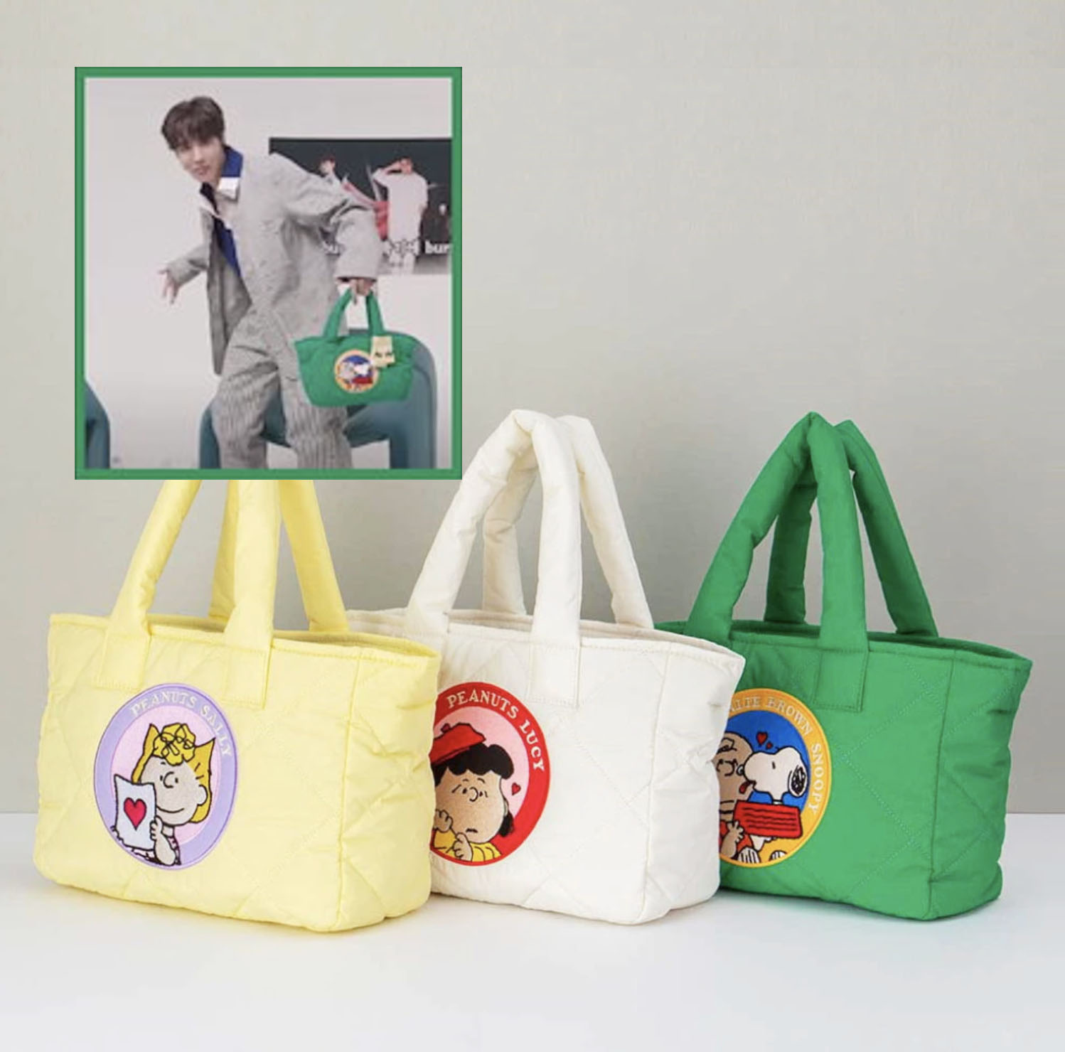 BTS J-HOPE 着用キルティングスヌーピーバッグトートバッグショルダーバッグクロスバッグキャラクターバッグ友達プレゼント