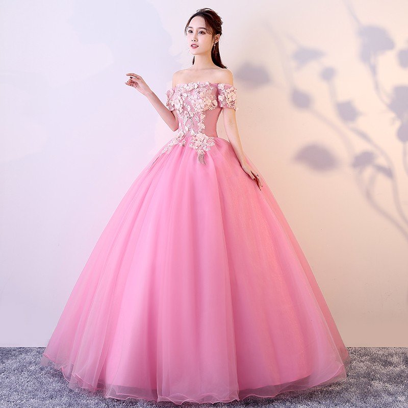 カラードレス ロングドレス 演奏会 コンサート パーティードレス ウェディング 二次会 プリンセス 結婚式 ステージ衣装 大きいサイズ ピンク 10,517円