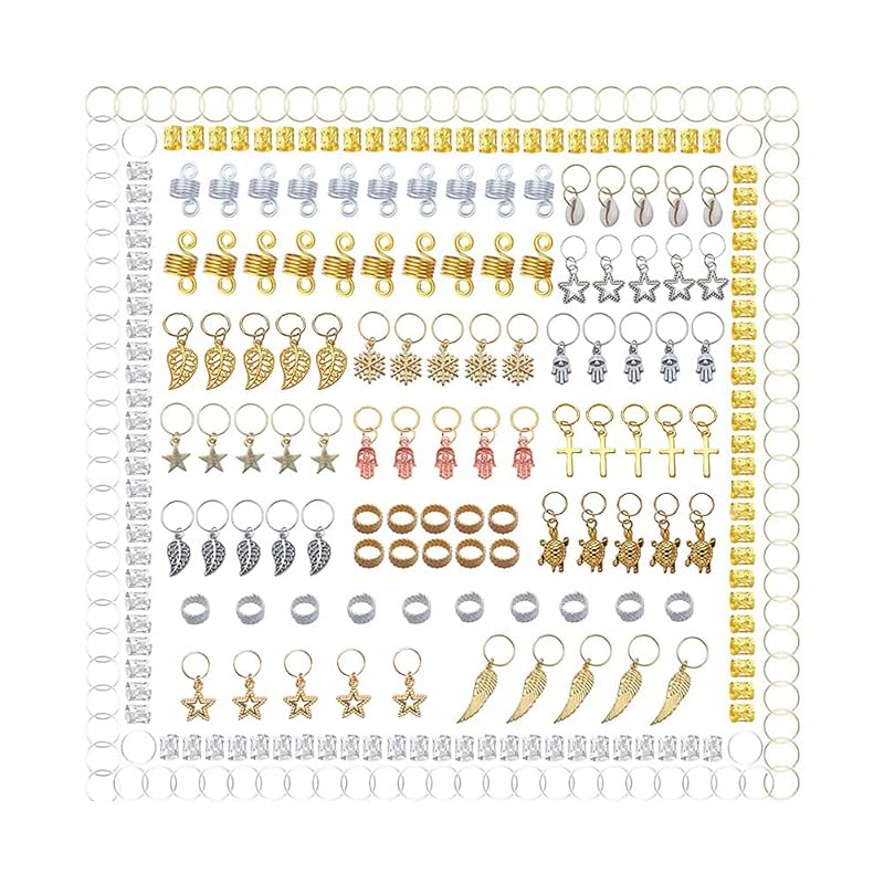 Frcolor 280個セット ドレッドロックスビーズ メタルヘアコイルカフスフィリグリー編組リング 髪飾り ヘアアクセサリー ヘアヘアリングレッドヘア金属 ヘアビーズ ヘア装飾ペンダント diy D