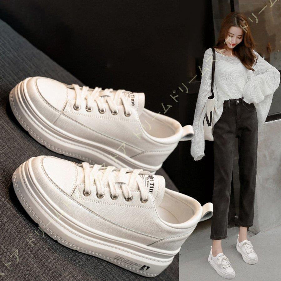 厚底スニーカー スニーカー プラットフォーム 厚底 レディース 靴 インソール 歩きやすい レースアップ 無地 ブラック インソールスニーカー 軽量 6cm