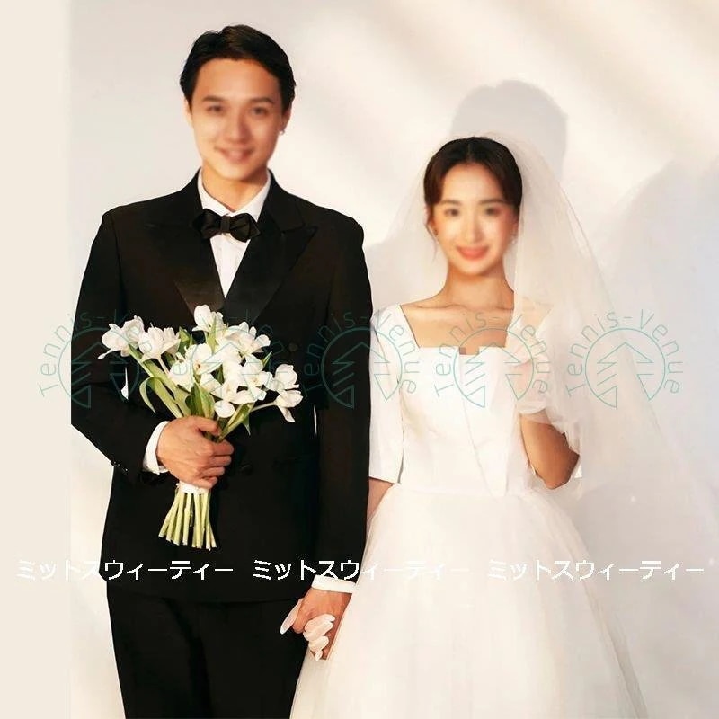 ウェディングドレス ロングドレス 結婚式 ウエディングドレス 二次会 花嫁 前撮り エレガント サテ