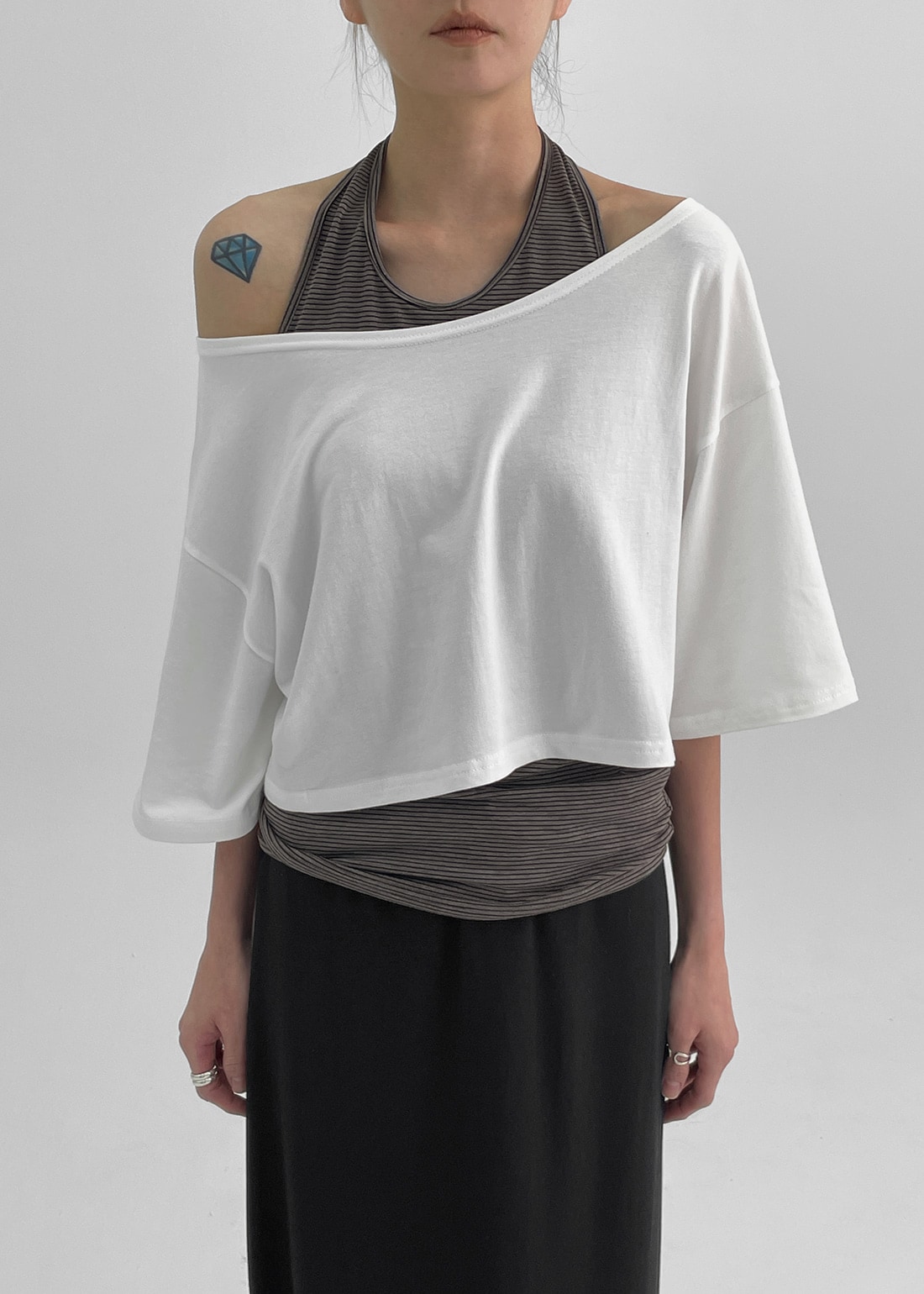 ティーメンSET - ホルターナシクロップ半袖