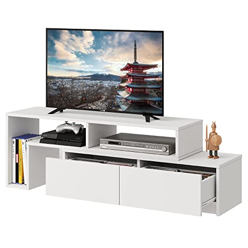 テレビ台 テレビボード ローボード 伸縮 角度自由 コーナー 左右レイアウト 42 32インチ 省スペース 引き出し 収納 耐荷重60kg 北欧 おしゃれ ホワイト 10,899円
