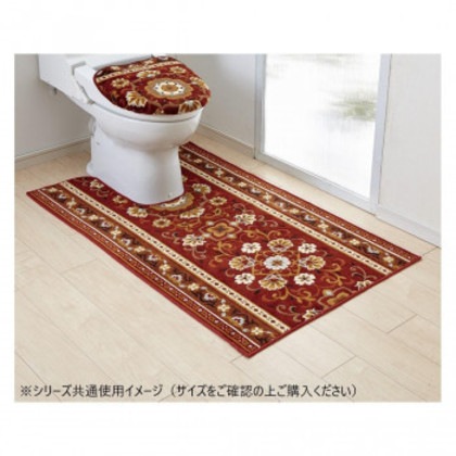 アラベスク トイレマット(抗菌防臭 吸水速乾) 日本製 80×145cm エンジ