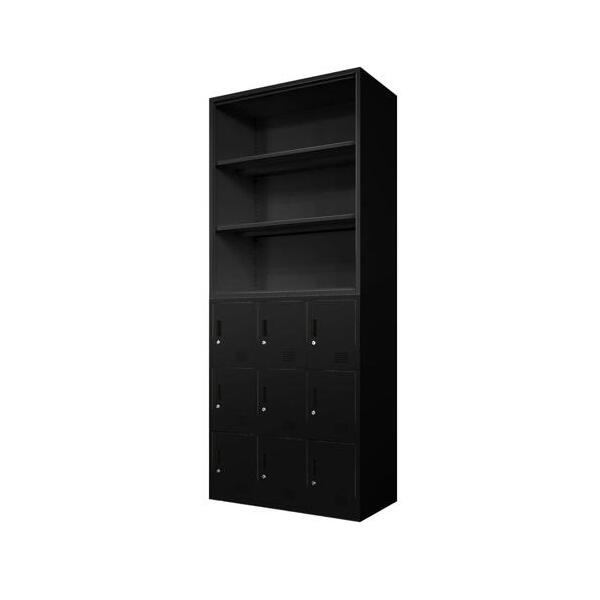 法人限定 Netforce FH-N9-2-W-BK ブラック FACILE 書庫 2台セット オープン書庫 1台 9人用ロッカー 1台 スチール製 メーカー直送
