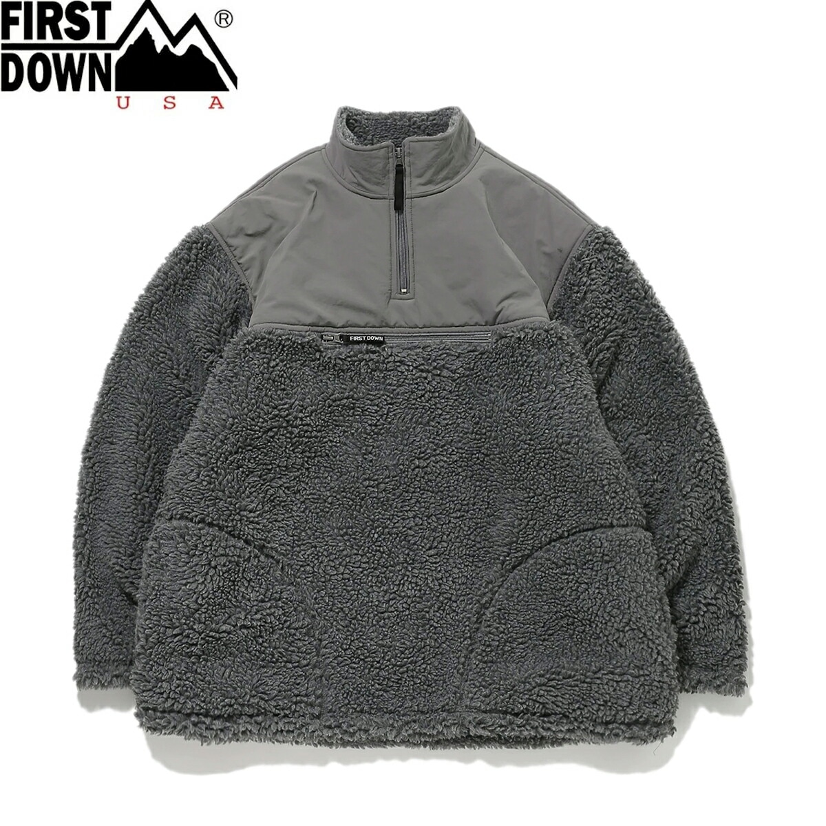 FIRST DOWN BOA FLEECE ANORAK JACKET GRAY