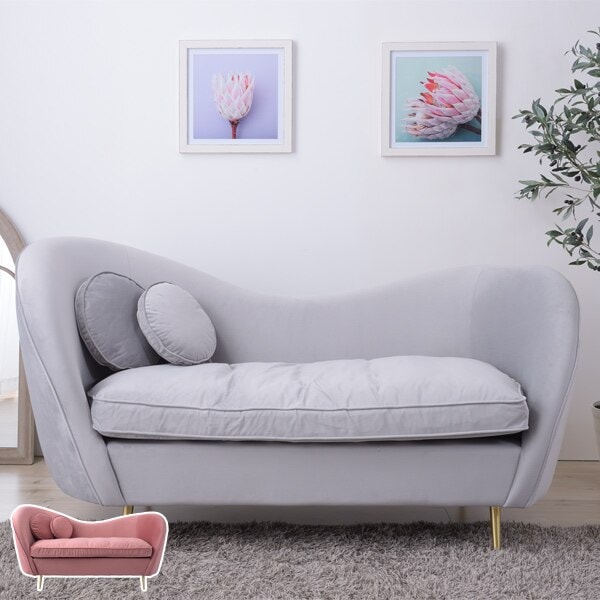 ソファ 幅162cm 2人掛 ベロア 2人用 ソファー クッション付き 布張り ファブリック 姫系