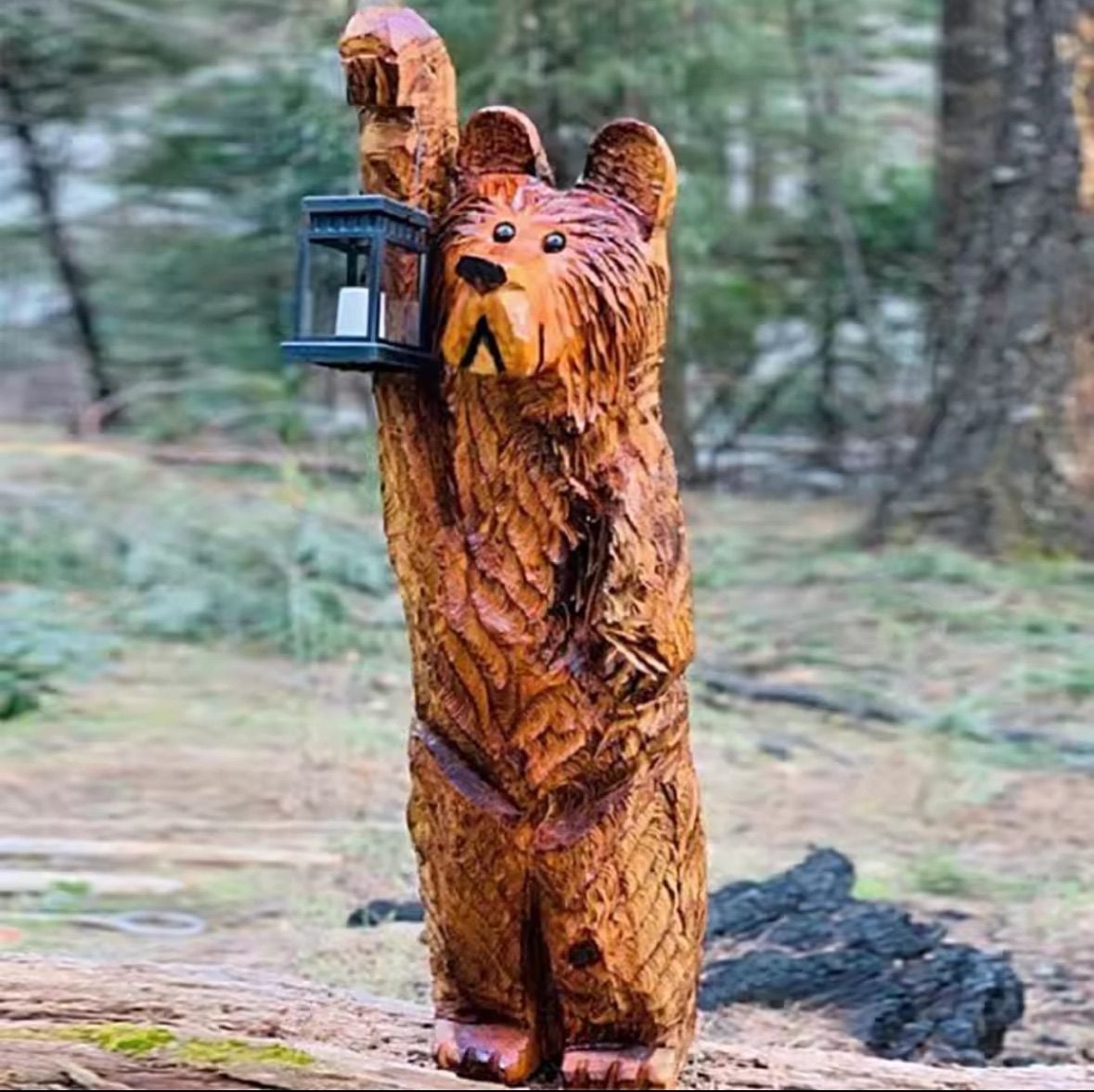 LEDライト ガーデンライト ガーデンオーナメント 熊の置物 ランタンを持っているクマ 庭オブジェ 癒しグッズ ガーデニング お庭 玄関ライト 園芸装飾 インテリア オシャレ 防水 ギフト プレゼント