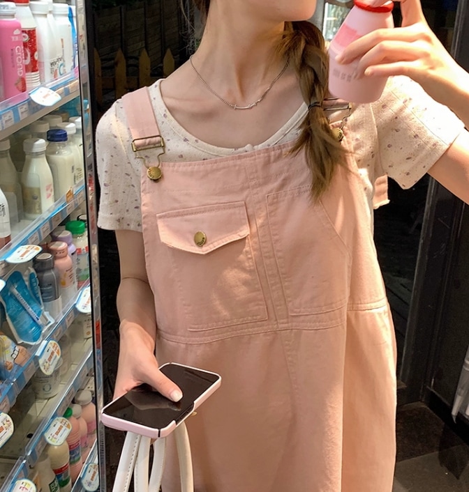 サロペットスカート バックスリット ジャンスカ デニム スカート オールインワン サロペット ロング丈 スクエアネック 細身 ストレート Iライン スマート スリット かわいい シンプル カジュアル