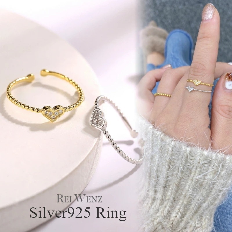 【高品質Silver925】シルバー925 リング 指輪 ハート レディース Silver925 ジルコニア 一粒 かわいい ツイスト ウェーブ 波 デザインリング おしゃれ 幅太 プレゼント