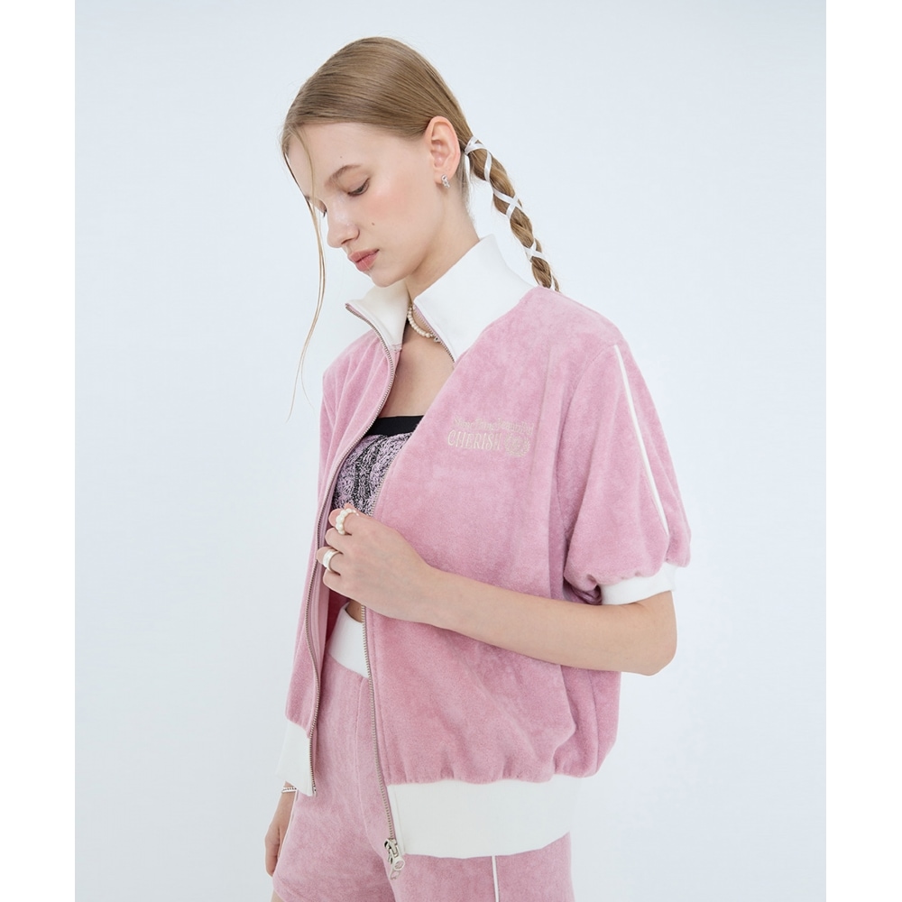 LARTIGENT L4 テリー ジップアップ ジャンパー(ピンク)