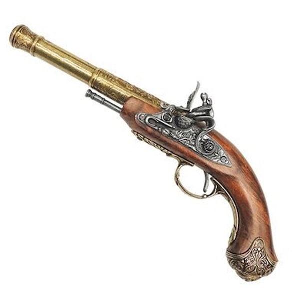 DENIX デニックス 1296/L フリントロック 左手用 ゴールド 35.5cm レプリカ 銃 フリントロックピストル コスプレ ミリタリー アーミー インド 左用 左利き 左 ピストル