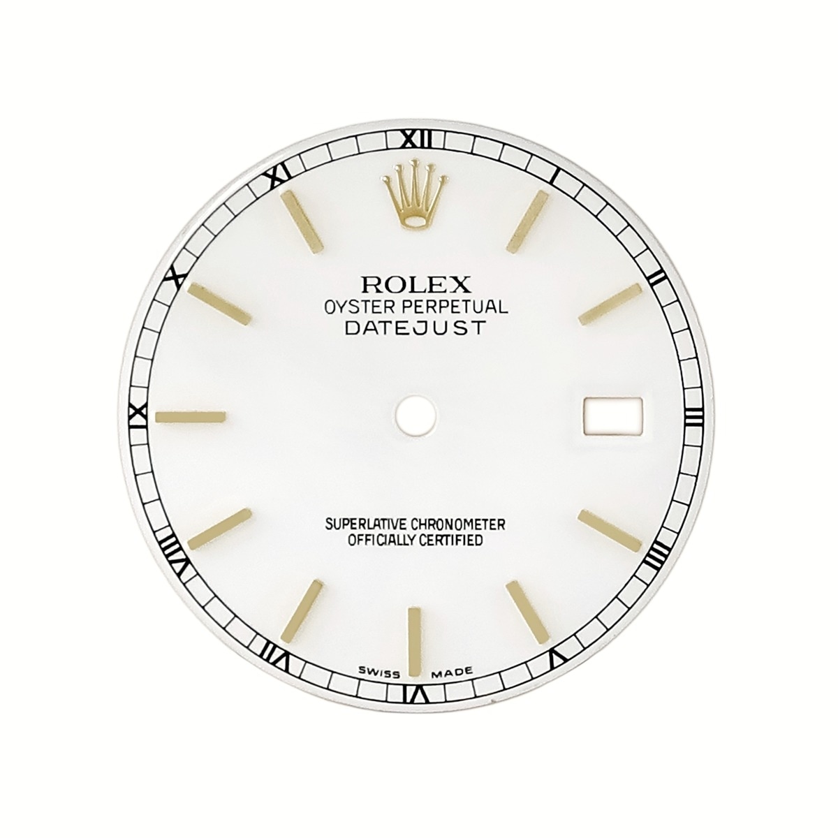 ロレックス 腕時計パーツ 純正 デイトジャスト用 ダイアル ステンレススチール ホワイト 替え 部品 文字盤 ホワイト 三針セット 交換 パーツ 28mm 【中古】