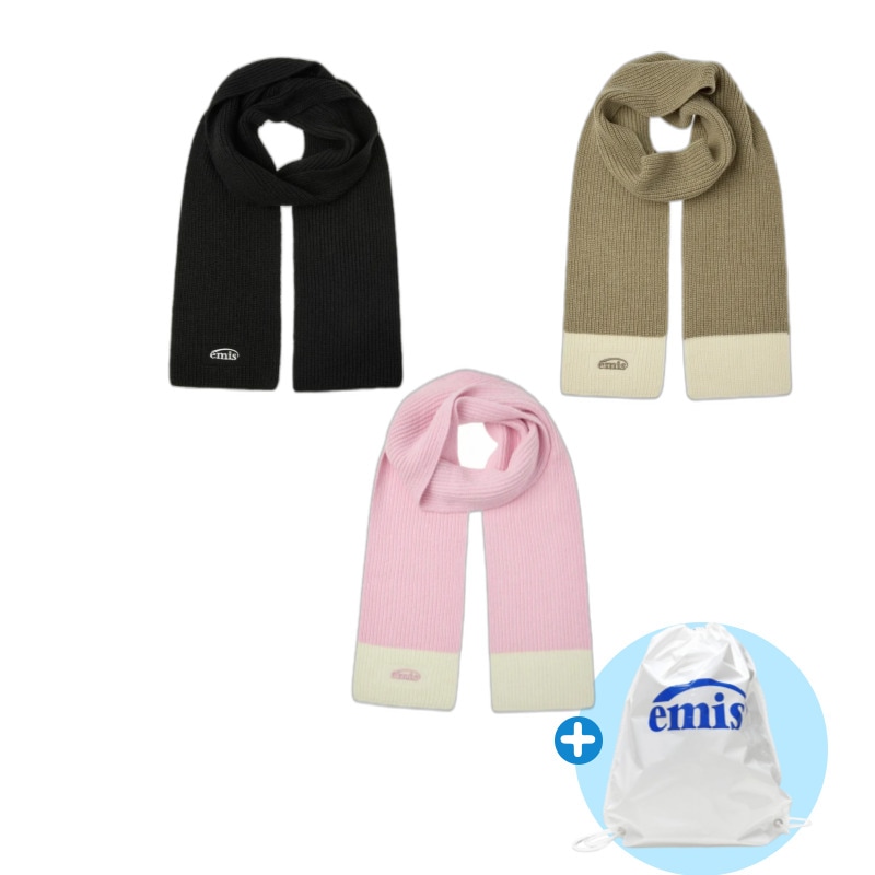 [ストリングバックパック贈呈]韓国の人気MUFFLER WOOL KNIT MUFFLER 3色