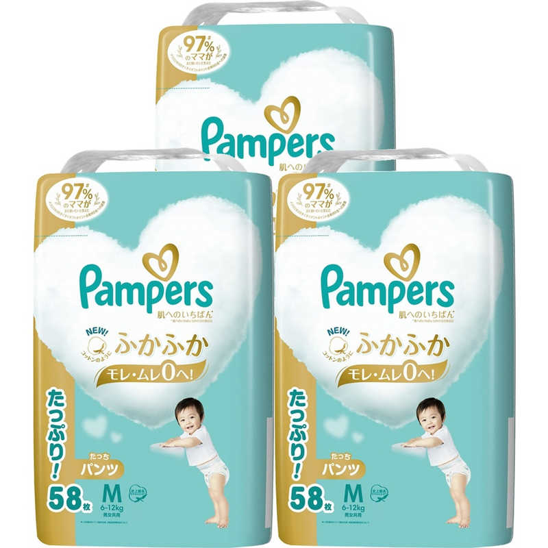 P＆G　(ケース販売)Pampers(パンパース)肌へのいちばん パンツ ウルトラジャンボ Mたっち(6-12kg)58枚×3個