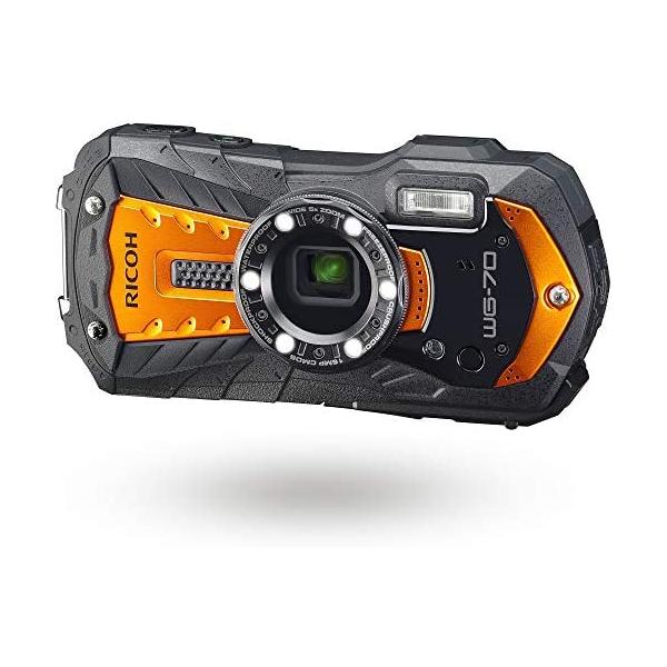 【中古】RICOH WG-70 オレンジ リコー本格防水デジタルカメラ 14m防水 (連続2時間) 1.6m耐衝撃