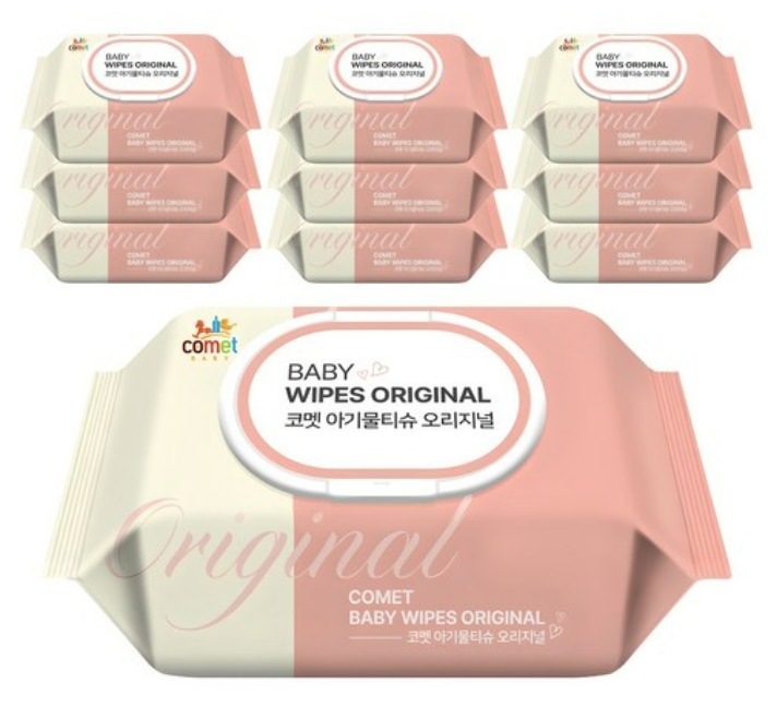 赤ちゃんウェットティッシュ オリジナルキャップ型 100個入り x 10個 （赤ちゃん肌使用可能/人工香無添加/韓国製）