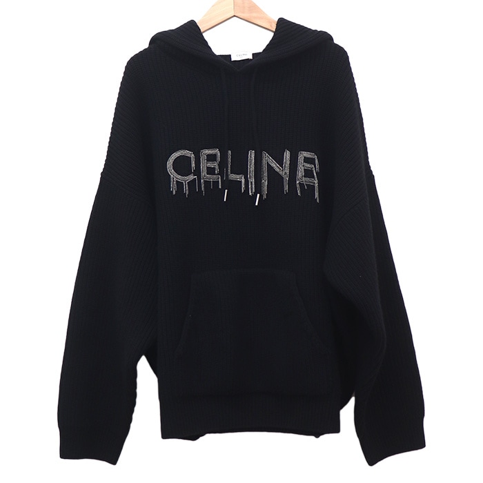 CELINE セリーヌ チェーン フーデッド セーター ブラック 2AG74430U L メンズ 中古