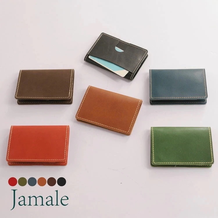 [Jamale]栃木レザー二つ折りパスケース