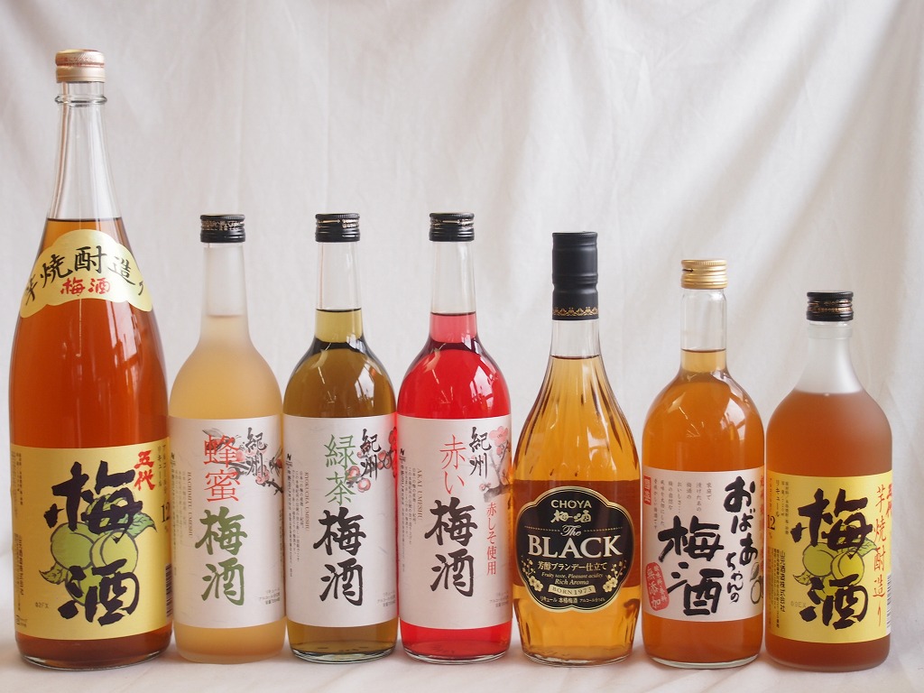 豪華梅酒7本セット(おばあちゃんの梅酒 芋焼酎仕込五代梅酒(鹿児島) 赤しそ赤い梅酒(和歌山) 芳醇