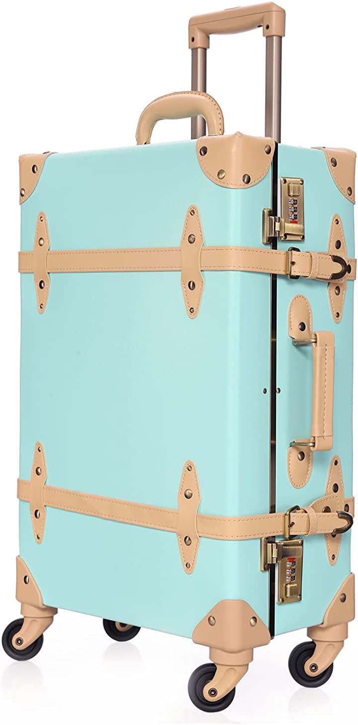 スーツケース かわいい クラシック キャリーケース おしゃれ ブルー Mサイズ 22 39L (ブルー, Mサイズ(22))