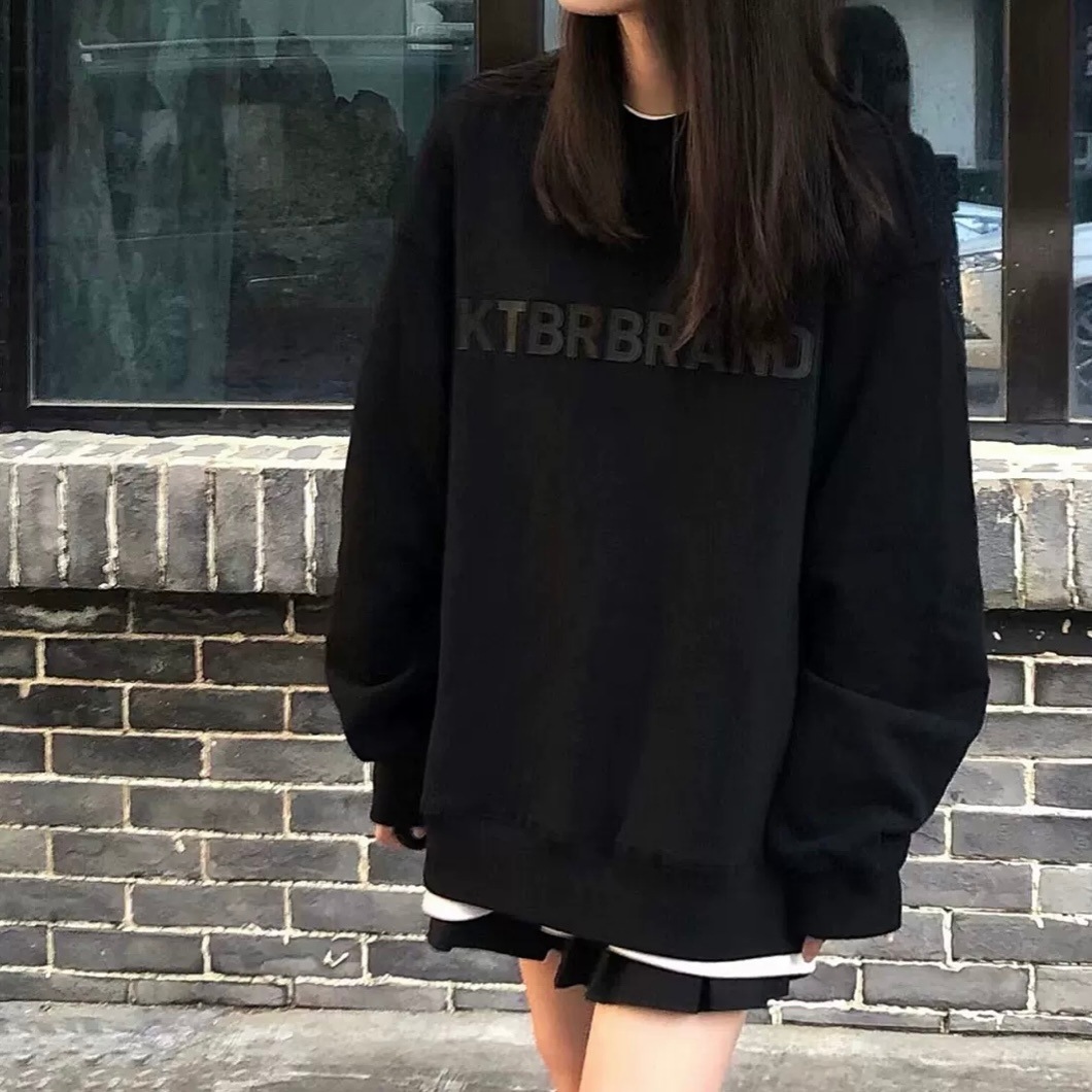 トップス シンプル パーカー フードなし トレーナー スウェット 袖あり 長袖 ドロップショルダー 萌袖 Uネック ラウンドネック クルーネック ストレート 可愛い シンプル カジュアル おしゃれ