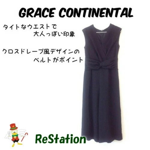 【中古】グレースコンチネンタル GRACE CONTINENTAL カシュクールサロペット ブラック レディース サイズ38