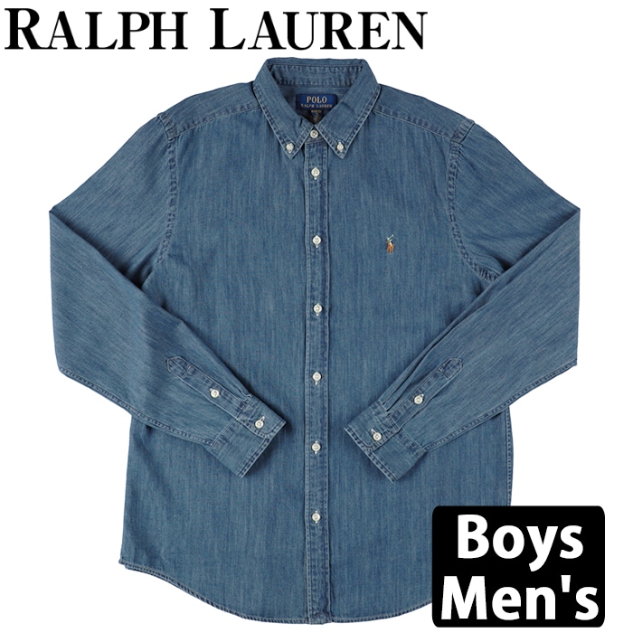 ラルフローレン シャツ 長袖 ボーイズ デニム シャンブレーシャツ Cotton Chambray Shirt ワンポイント ネイビー ポロ ギフト プレゼント