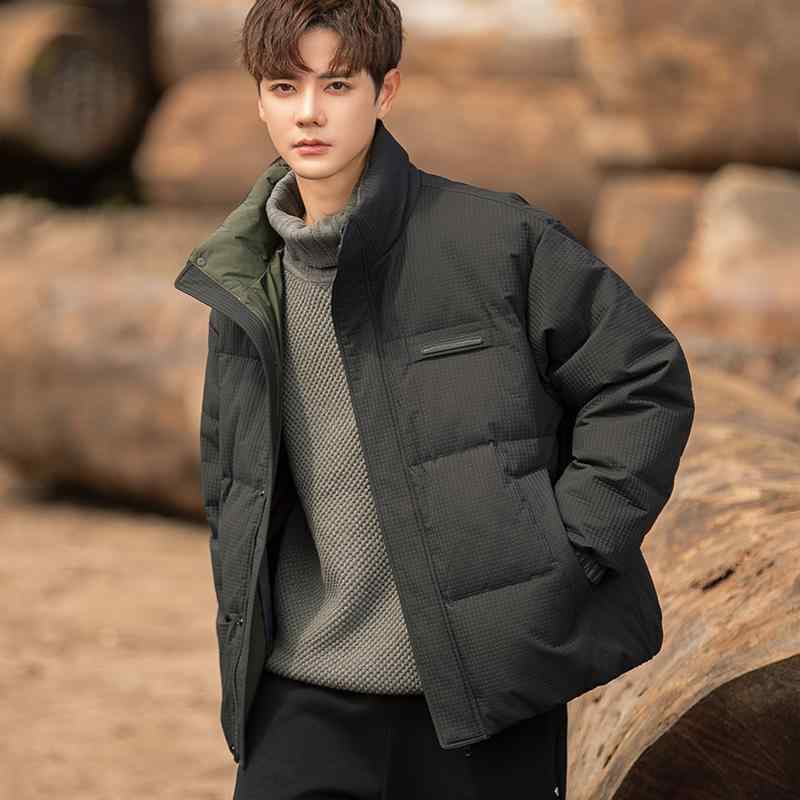 秋冬 コーデ メンズ 服 シンプル ファッション オシャレ 大人 かっこいい 大きいサイズ ストリート 紳士服 ダウン ジャケット 厚手 カジュアル スタンドカラー 暖かい