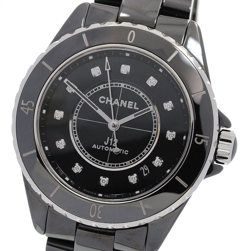 シャネル CHANEL H5702 J12 黒セラミック 38MM 12Pダイヤ 自動巻き メンズ 美品 _847586【中古】