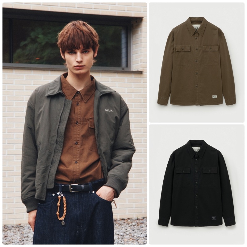 【SATUR】 25FW CONTRAST STITCH DYED COTTON SHIRT : 2COLORS