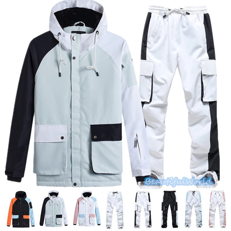 スノーボードウェア上下セットスキーウェアメンズレディースセットアップ男女兼用スノボウェアスノーボードジャケットパンツ撥水防風保温雪遊び暖かいH2