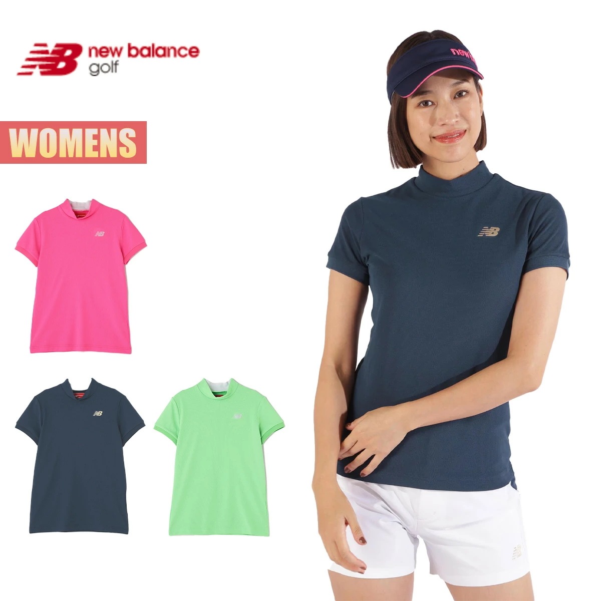 モックネックシャツ レディース golf S/Sleeve Mock Neck Pullover 半袖 ロゴ 吸水 速乾 ゴルフウェア トップス フィット ピンク ネイビー グレー 5,426円