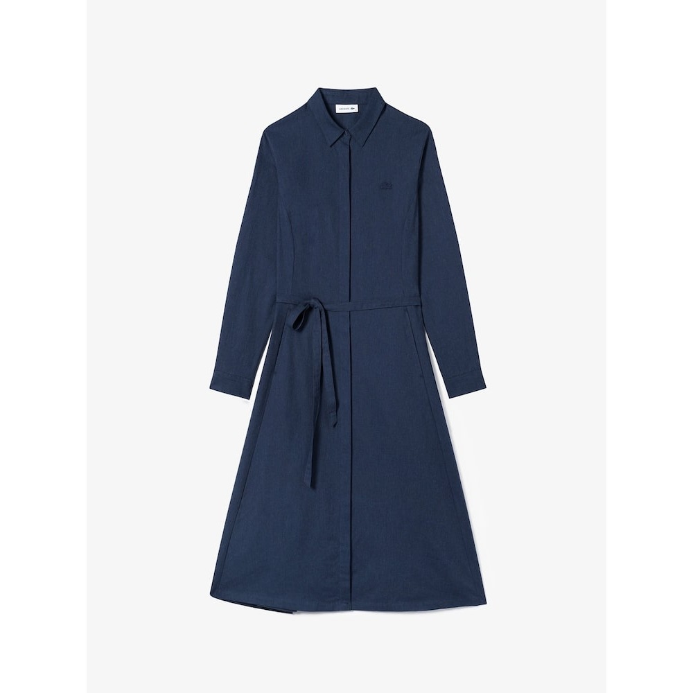 ラコステ女性用フランネル織りロングドレス EF896E-54N HDE Q2NEF896E-54NHDE