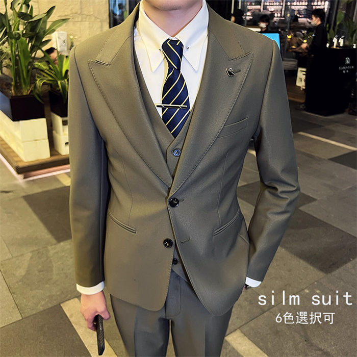 春新作 スリーピース メンズスーツ 6色選択可 パンツスーツ タキシード 結婚式 おしゃれスーツ 紳士服 礼服 メンズ 春夏秋冬 フォーマル 演奏会 発表会 二次会 ビジネススーツ オフィス リクルー
