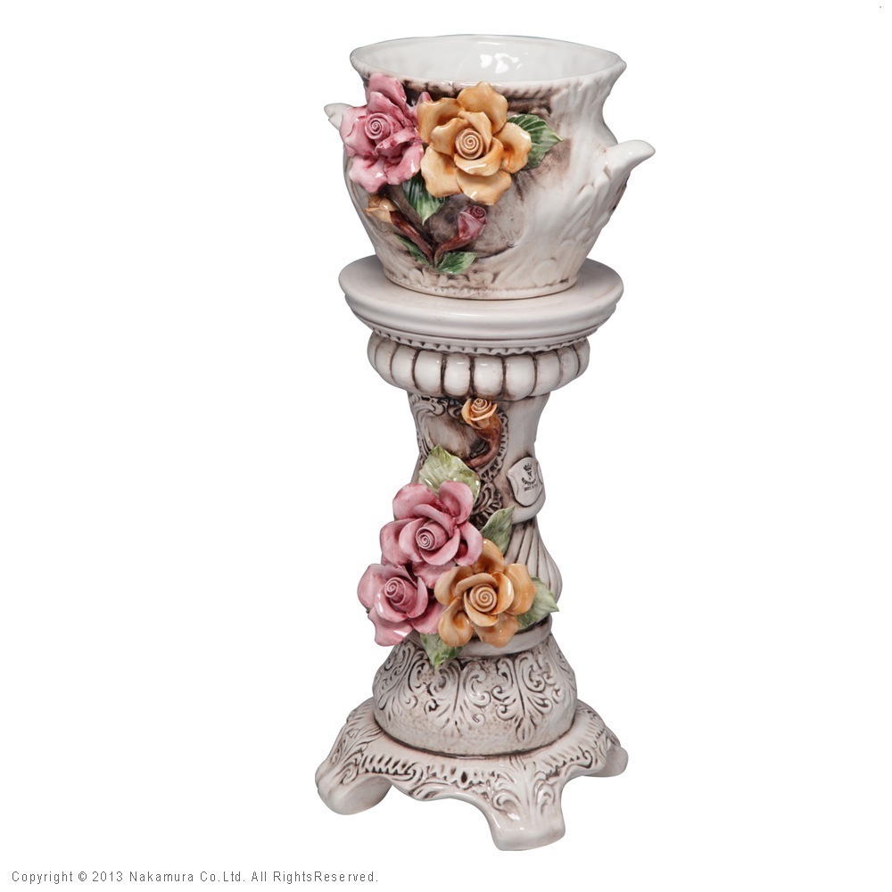 プランタースタンド ラック アンティーク おしゃれ リゾート風 エレガント かわいい イタリア製 ハンドペイント プランターポット 完成品