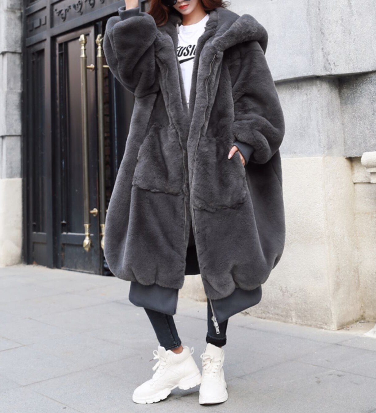 2color レディース アウター ジャケット ジャンパー コート ロング丈 長袖 エコファー