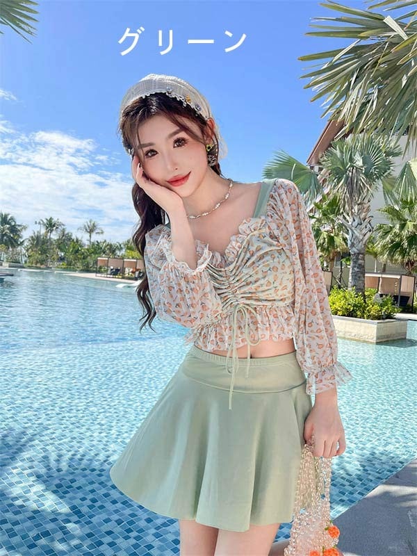 水着ラッシュガード水着セットワイヤーなし 服みたいな 温泉 L 上下セット水着 かわいい 大盛り S おしゃれ プール M 着瘦せ ビーチ XL 水陸両用 ビーチ水着 レディース パット付 海 体